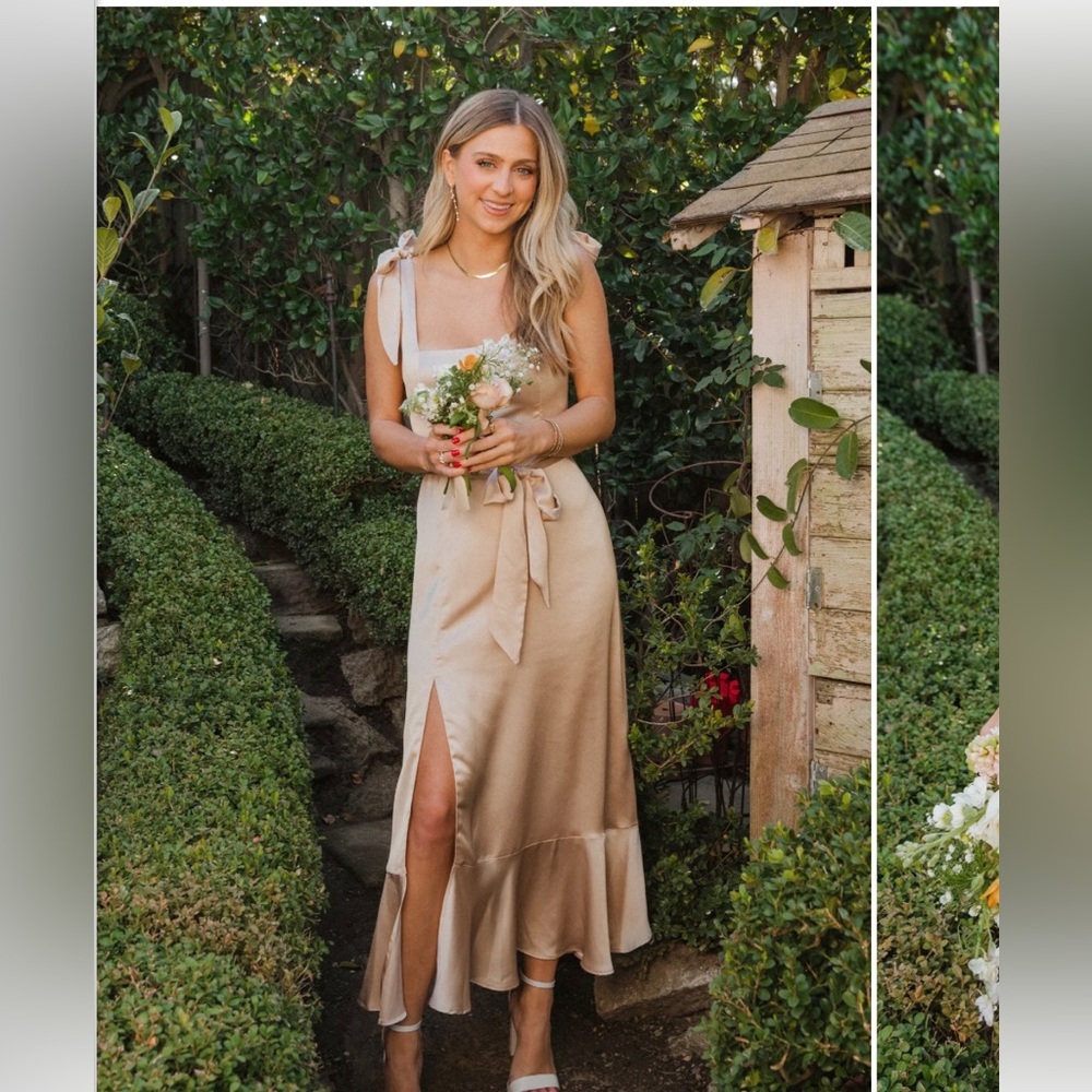 Show me your Mumu Claire Midi dress in Champagne - NWT